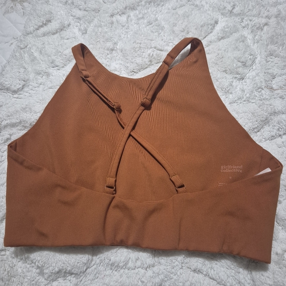 Girlfriend Collective Women's Sports Bra in Rust...topanga Halter Bra..size:S - Picture 6 of 10